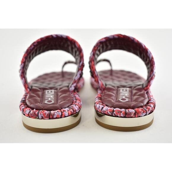 Chanel 20S Red Purple Raffia Tweed CC Chain Logo Mule Slide Strap Flat Sandal 37 - Picture 11 of 12